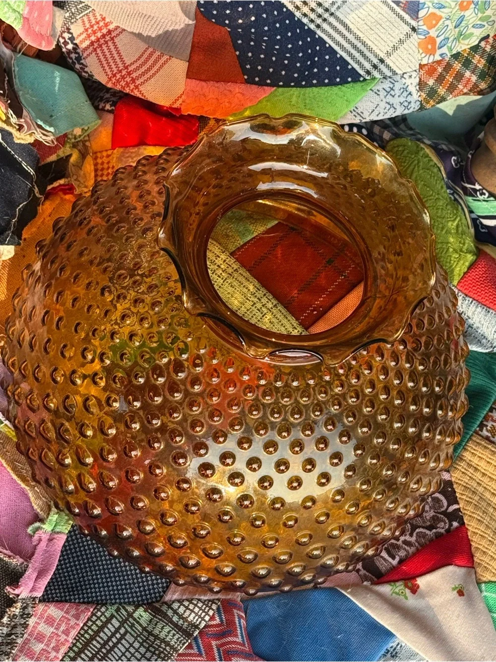 Fenton Amber Hobnail Glass Lantern Shade